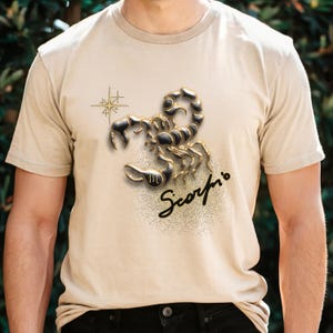Golden Scorpio Zodiac Unisex Tee, Astrology Lover Gift, Horoscope Graphic Shirt, Zodiac Sign Tee, Birthday Tee Shirt, Astrology Clothing