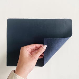 Navy Blue Leather Sheet, colored cowhide, smooth, flexible genuine leather, 2 oz garment leather, 8x10 inch / 19x26cm size