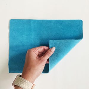 Blue Suede Leather Sheet, colored cowhide, smooth, plush, flexible genuine leather, 3 oz garment leather, 8x10 inch / 19x26cm size