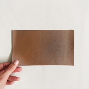 Rose Gold Leather Sheet, shiny, metallic cowhide, smooth, flexible genuine leather, 2 oz garment leather, 4x7 inch / 12x19cm size