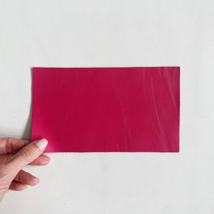 Fuchsia Leather Sheet, colored cowhide, smooth, flexible genuine leather, 2 oz garment leather, 4x7 inch / 12x19cm size