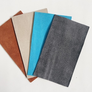 Suede Leather Sheets, 4x7 inch / 12x19 cm size, 3 ounce garment leather in smooth, flexible, lux suede cowhide