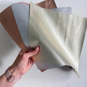 Leather Sheets in gold, silver and rose gold metallic, 11x11 inch / 29x29 cm, 3 oz. garment leather in smooth, flexible, quality cowhide
