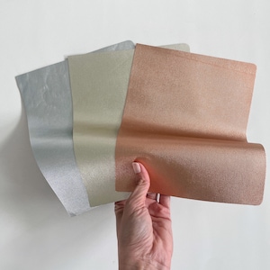 Metallic Leather Sheets in Silver, Gold and Rose Gold, 8x10 inch / 19x26 cm, 2 ounce garment leather in smooth, flexible, shiny cowhide