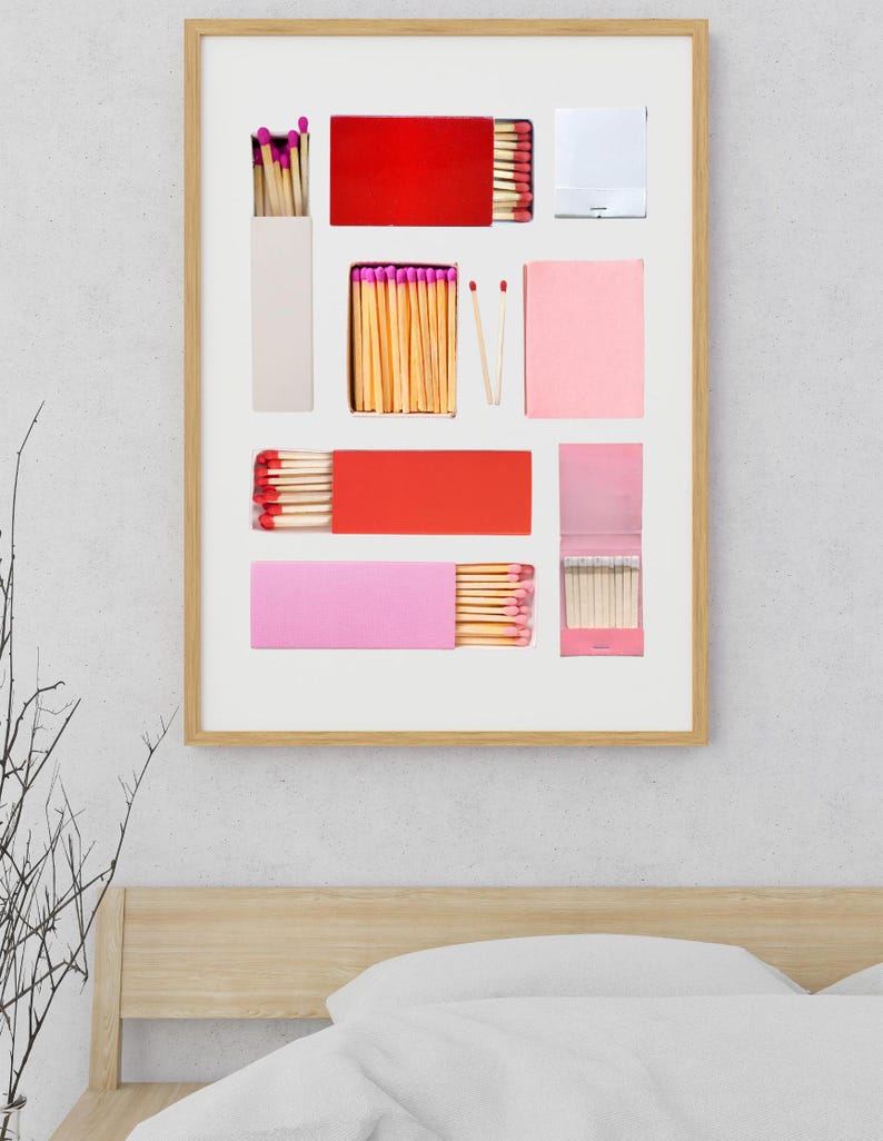 Matchboxes Patern Matchbox Poster Template | Matchbox Art Canva Template | Pink and Red ...