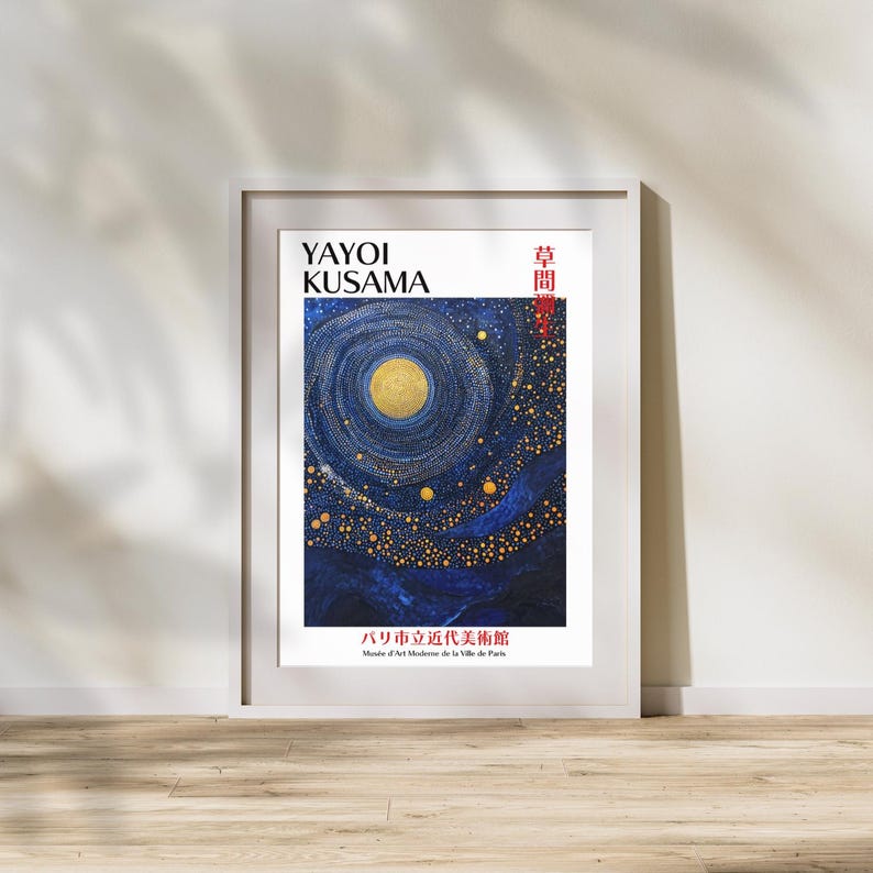 Yayoi Kusama Art Print | Japanese Starry Night Abstract Poster | Modern ...