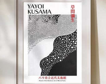 Yayoi Kusama Art Print | Japanese Black & White Abstract Poster | Modern Japandi Decor | Kusama Inspired Wall Art | Yayoi Kusama Poster