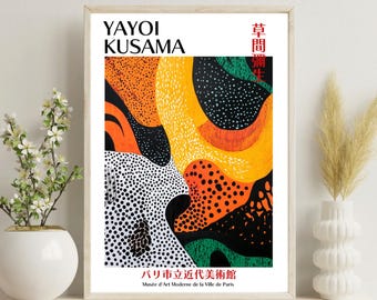 Yayoi Kusama Art Print | Japanese Abstract Poster | Modern Japandi Style Decor | Kusama Inspired Wall Art | Yayoi Kusama Poster