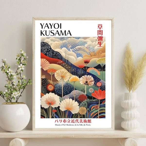 Yayoi Kusama Floral Art Print | Japandi Decor | Floral Wall Art | Kusama Print