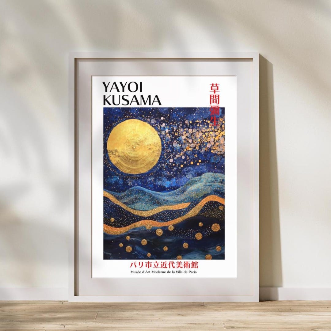 Yayoi Kusama Art Print | Japanese Starry Night Abstract Poster | Modern ...