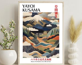 Yayoi Kusama Mount Fiji Poster | Japanese Mountain Poster