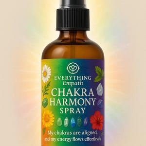 Chakra Harmony Spray – Clear Quartz Energy Mist – 7 Chakra Balancing – Essential Oil Infused – Aura Cleansing – Everything Empath
