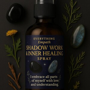Shadow Work & Inner Healing Spray – Black Obsidian and Labradorite – Deep Healing Mist – Emotional Release Spray – Everything Empath