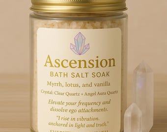 Sales de baño Ascension: mirra, loto, vainilla y cuarzo transparente