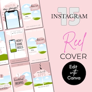 Modelli di copertine per reel, miniature di reel di Instagram, modello Canva per reel di IG, modelli di copertine per reel modificabili