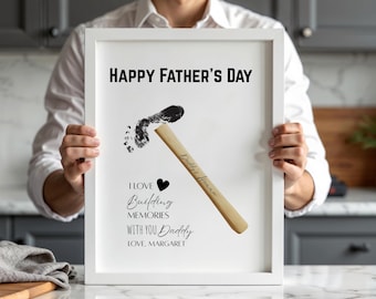 Custom Fathers Day Footprint Art Printable DIY Footprint Art Fathers Day Footprint Craft Infant Footprint Art Gift Sentimental Dad Gift