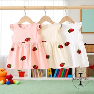 Strawberry Baby Dress, Newborn Baby Outfit, Strawberry Themed Dress, Baby Berry Outfit, Charming Summer Babywear, Comfy Baby Clothing