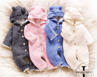 Hooded Baby Onesie, Infant Windproof Jumpsuit, Cosy Newborn Jumper, Unisex Winter Baby Outfit, Cute Toddler Wear, Minimalist Baby Wear