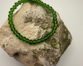 Pulsera elástica de ágata musgosa: cristal curativo de piedra preciosa verde natural