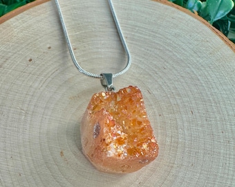 Raw Citrine Crystal Necklace: November Birthstone Pendant