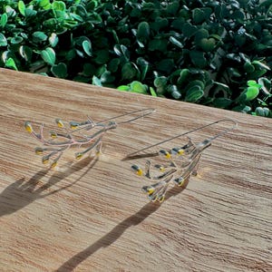 Sterling Silver Branch Dangle Earrings: Botanical Leaf Jewelry