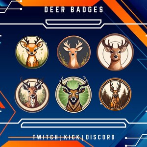 Deer Badges For Twitch, YouTube, Kick & Discord | Bit Badges | Sub Badges | Animal Badges | Streaming And Discord Roles.