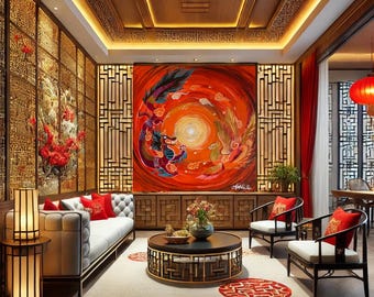 Chinese Dragon and Phoenix  | High Resolution Digital Wall Art Print | Download
