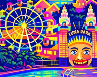 Digital Luna Park Sydney| A3 Digital Art Print