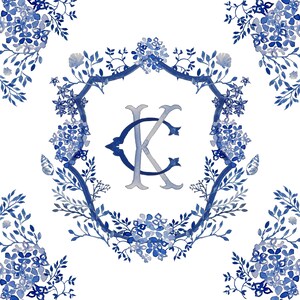 Custom Watercolor Wedding Crest – Fully Custom Crest – Hand-painted in Watercolor – Personalized Watercolor Monogram Crest