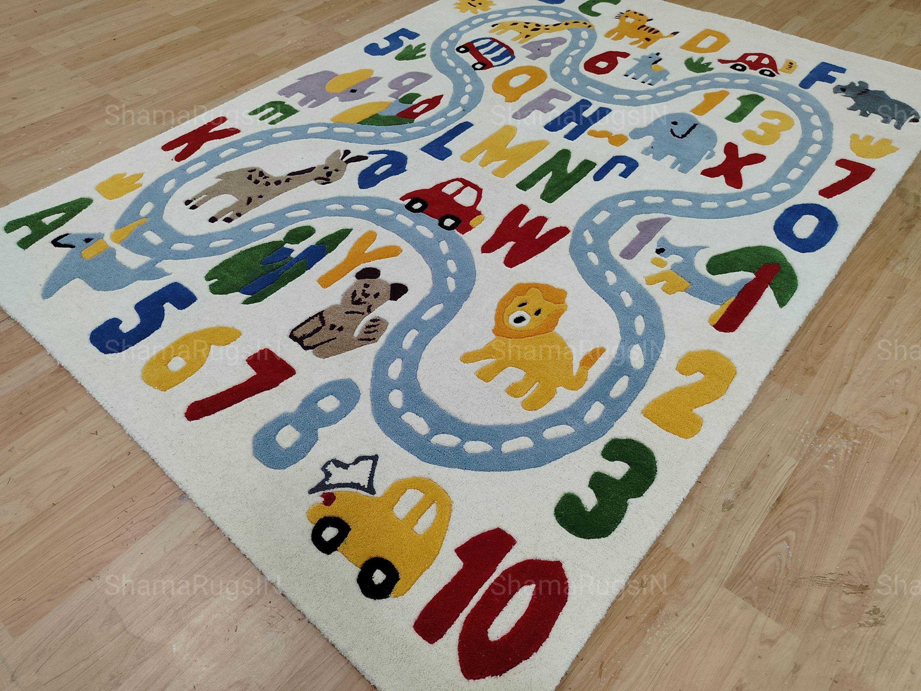 Kids Educational Alphabet & Numbers Rug, Colorful Nursery Playroom Area ...