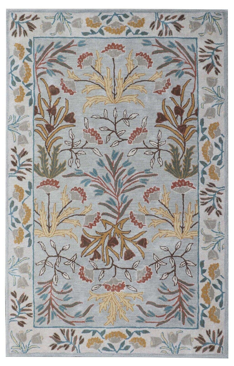Handmade Wool Area Rug: Traditional Oriental Style, Floral Tufted Rug ...