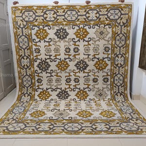Tabitha BD Beige Gold Color Traditional Oriental Style Handmade Tufted 100% Woolen Area Rugs & Carpet Bedroom Living Room Luxury Home Rug