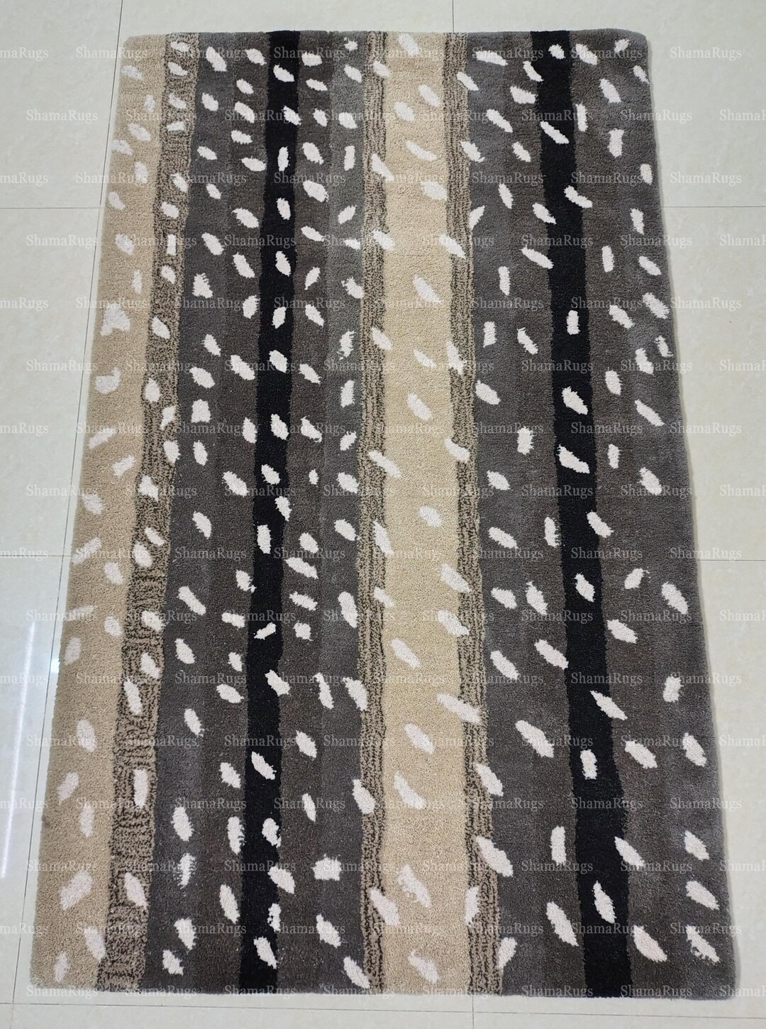 Abstract Striped Chenille Area Rug - Modern Neutral Color Block Rug - Etsy