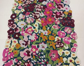 Cassia Floral Tufted 100% Fine Wool Trending Carpet and Rugs For Living Room, Bed Room, Drawing Room, and For any Room Irregular Shape Rug.