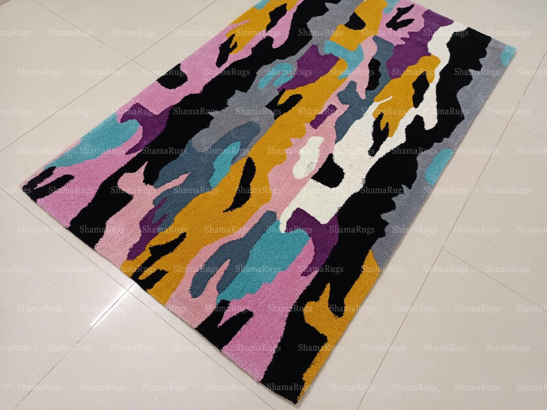 Abstract Multicolor Rugs Abstract Multi Rug | Modern Colorful Area Rug | Hand-tufted Wool ...