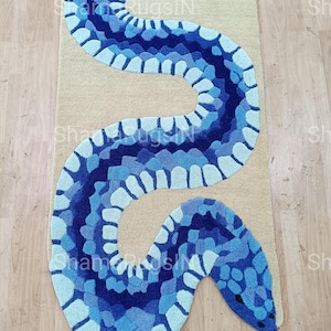 3x10ft Hand-Tufted Snake Rug 3x12ft Bold Serpent Runner for Hallways Cozy Animal Carpet Decor Eye-Catching Reptile-Inspired Floor Kids Rugs