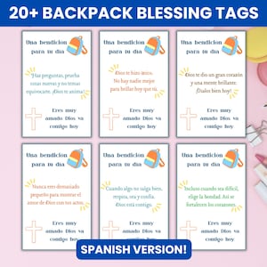 20+ Etiquetas de Bendición para Mochila para Imprimir, Bendiciones de regreso a clases para niños, Notas cristianas para la mochila infantil