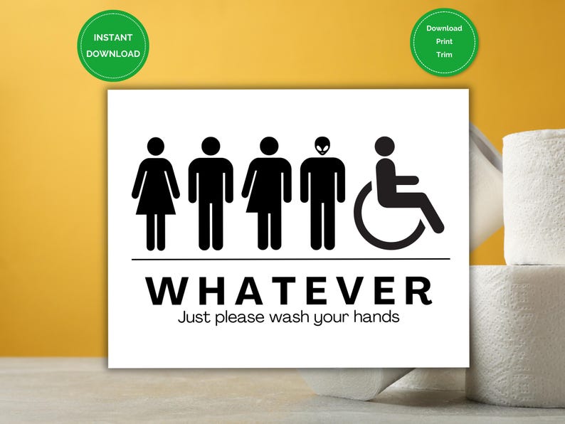 Handmade Inclusive Signs Inclusive Restroom Sign Printable | Funny All-gender Bathroom Sign - Etsy