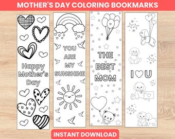 Mother's Day Coloring Bookmarks: Printable Gift for Mom (PDF)