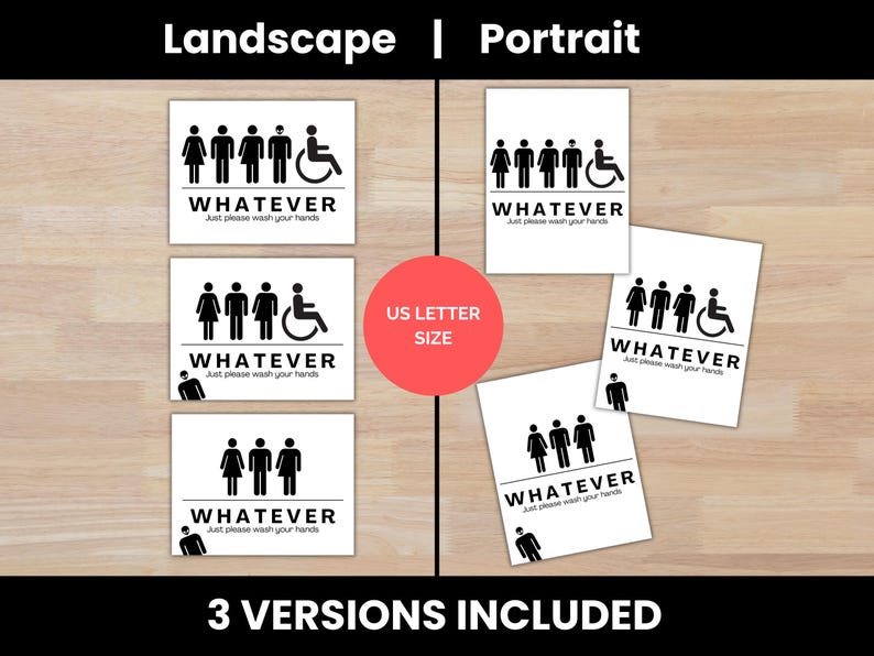 Handmade Inclusive Signs Inclusive Restroom Sign Printable | Funny All-gender Bathroom Sign - Etsy