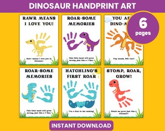 Dinosaurier Handabdruck Kunst-Paket: Kinder Dino Bastelaktivität (PDF-Download)