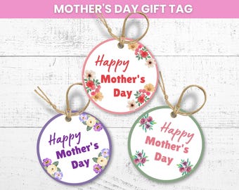 Etiquetas de regalo florales para el Día de la Madre imprimibles / Etiquetas redondas con flores (PDF)