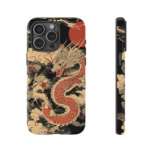 Japanese Dragon Phone Case, Red Dragon Tattoo Art iPhone 16 15 14 Pro Max Plus, Samsung Galaxy S25 S24 S23 Ultra Case, Asian Mythology Cover