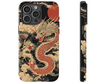 Japanische rote Drache-Handyhülle: Tattoo Art Cover