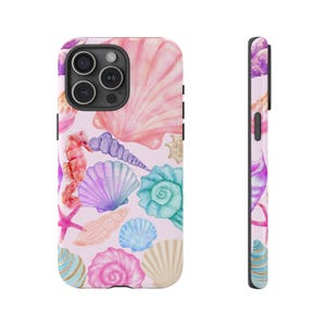 Pastel Seashell Phone Case – Ocean Beach Aesthetic Cover for iPhone 16 15 14 & Samsung Galaxy S25 S24 S23 – Cute Summer Mermaid Shell Case