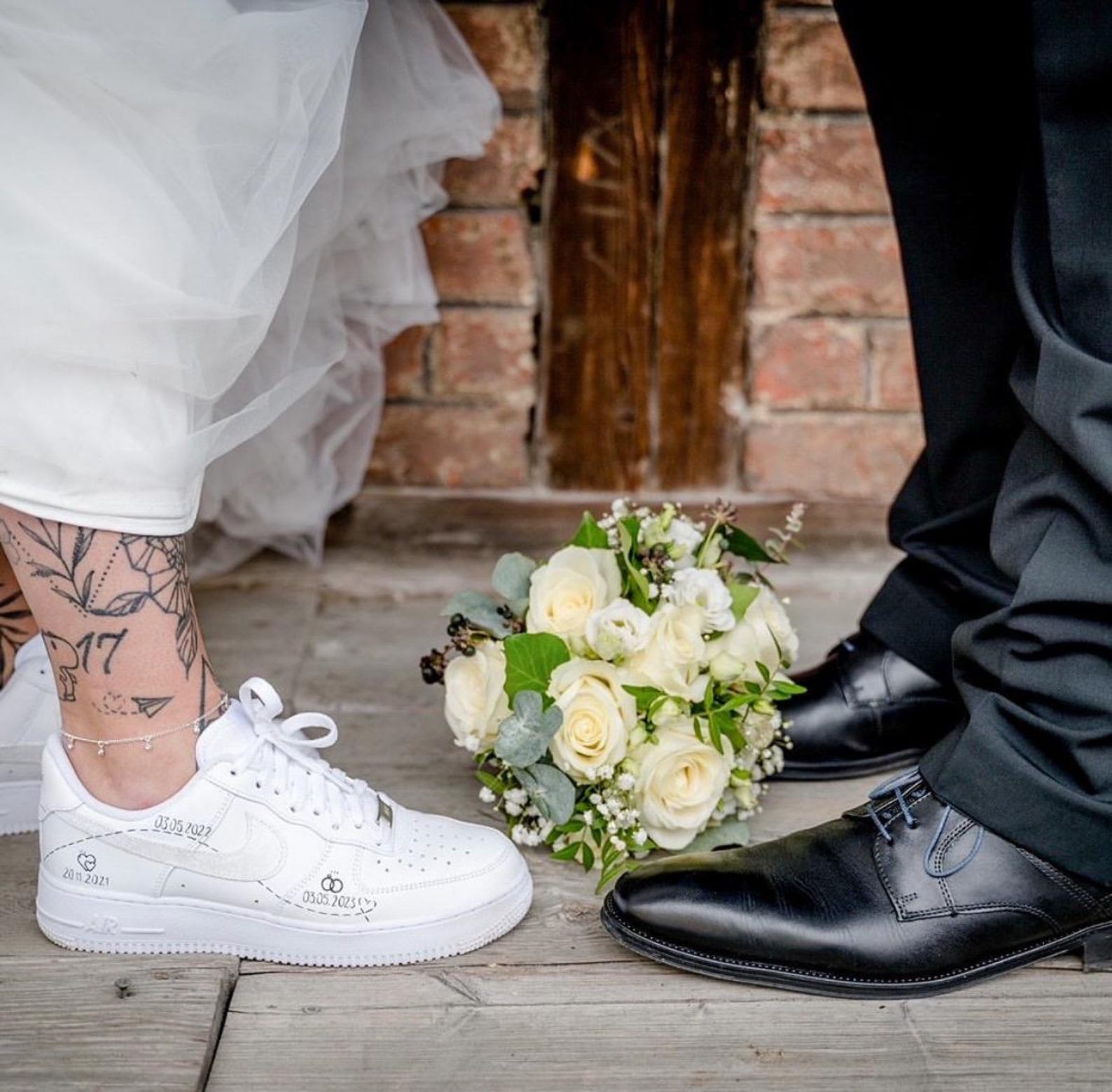 Personalized Wedding Sneakers: Custom Date &amp; Ring Detail, Hand Painted ...