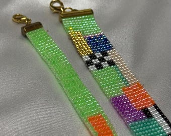 Handmade Miyuki Beaded Bracelet Set – Green & Orange, Mixed Patterns