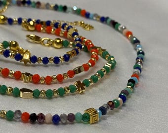Set di collana e bracciale con perline colorate fatte a mano – Gioielli estivi vivaci
