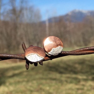 Mountain stud silver and copper earrings