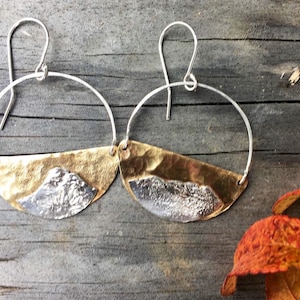 Camels Hump and Mt Mansfield Earrings - silver on brass